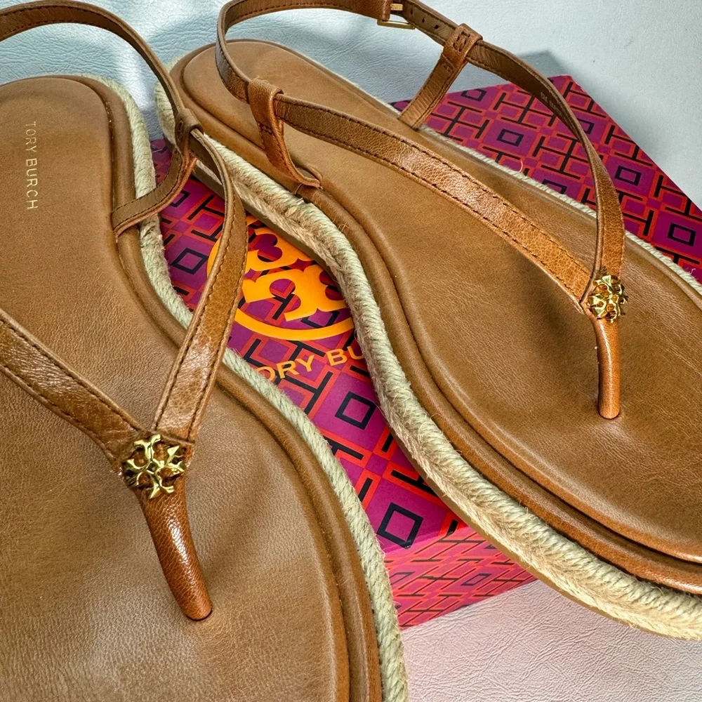 TORY BURCH Delicate Logo Thong - T-Bar Sandals casual outdoor summer vacation